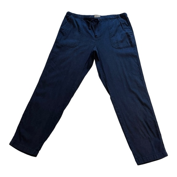 Loft | Lou & Grey Navy Blue Linen Blend Pants - Size Large - Picture 1 of 15